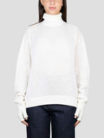 Kiton White Cashmere Silk Sweater Turtleneck