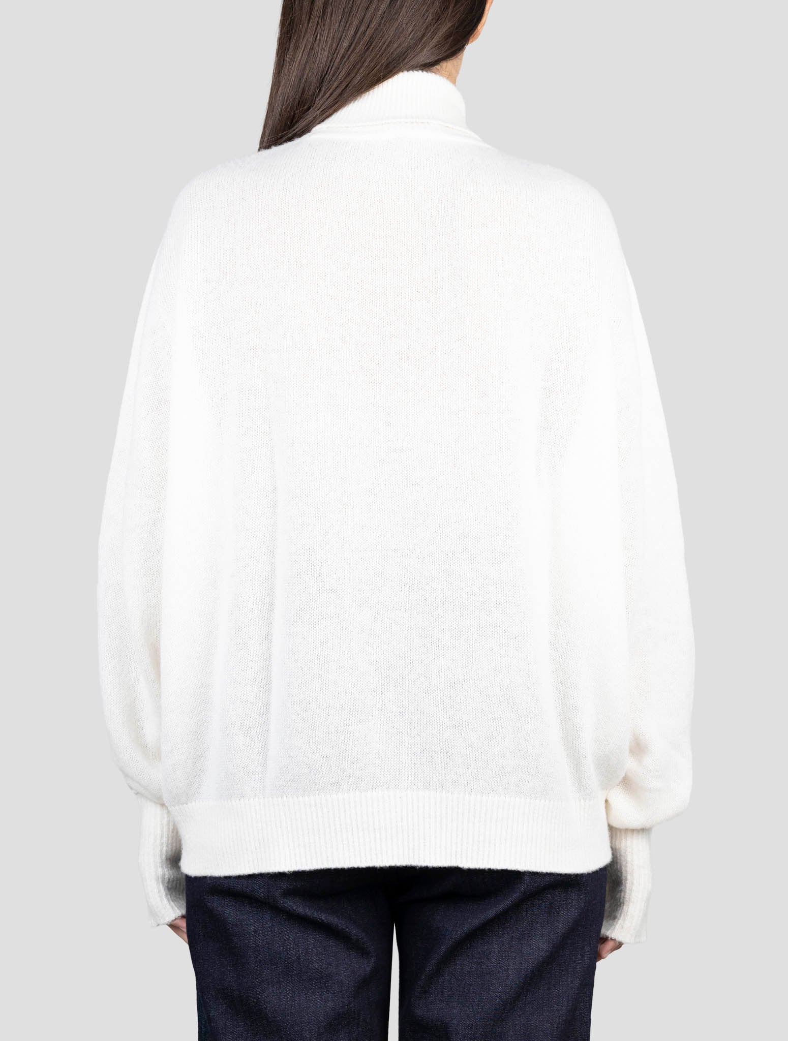 Kiton White Cashmere Silk Sweater Turtleneck