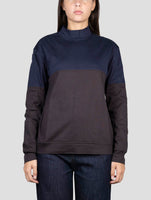 Kiton Blue Black Cotton Sweater Half Neck