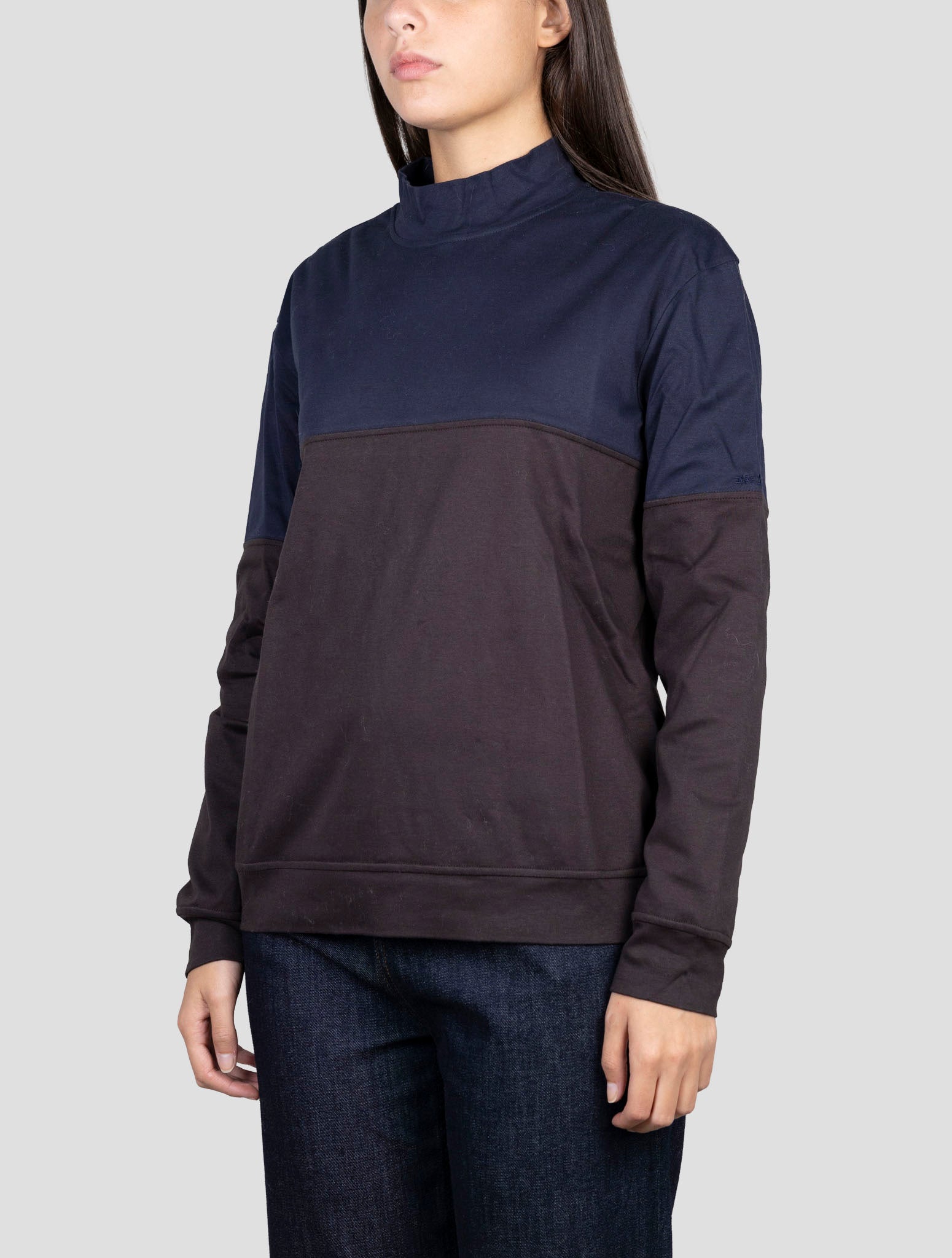 Kiton Blue Black Cotton Sweater Half Neck