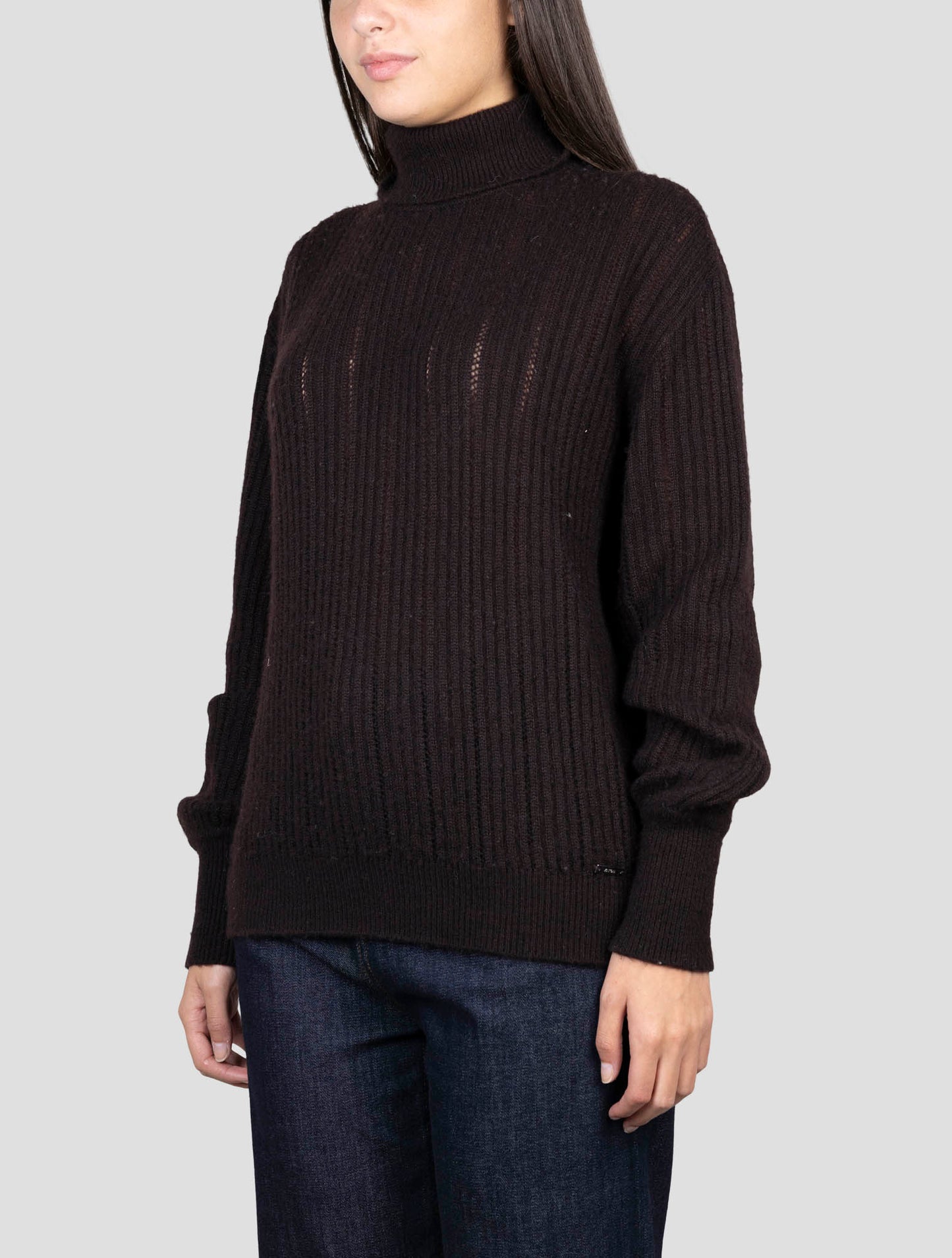 Kiton Brown Cashmere Silk Sweater Turtleneck
