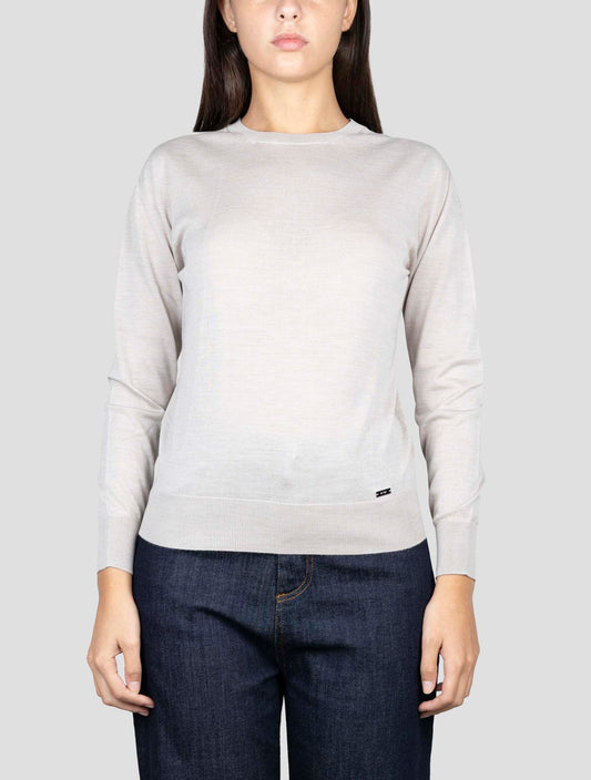 Kiton Beige Wool Sweater Crewneck