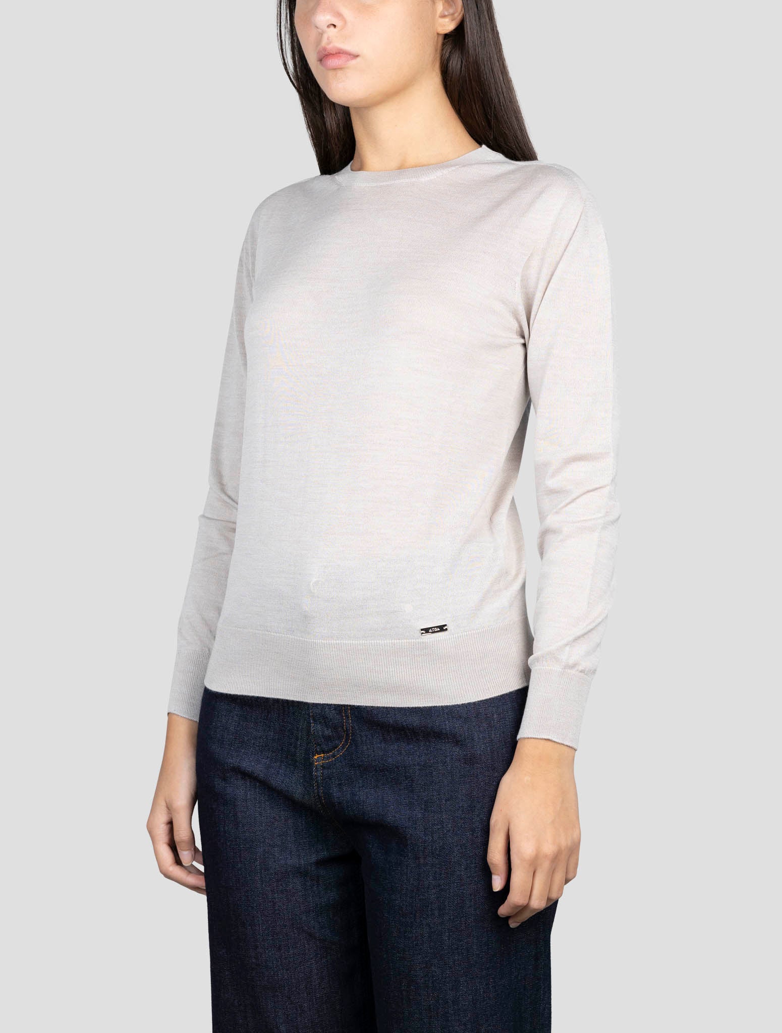 Kiton Beige Wool Sweater Crewneck