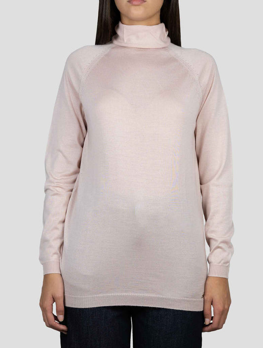 Kiton Pink Cashmere Silk Sweater Turtleneck