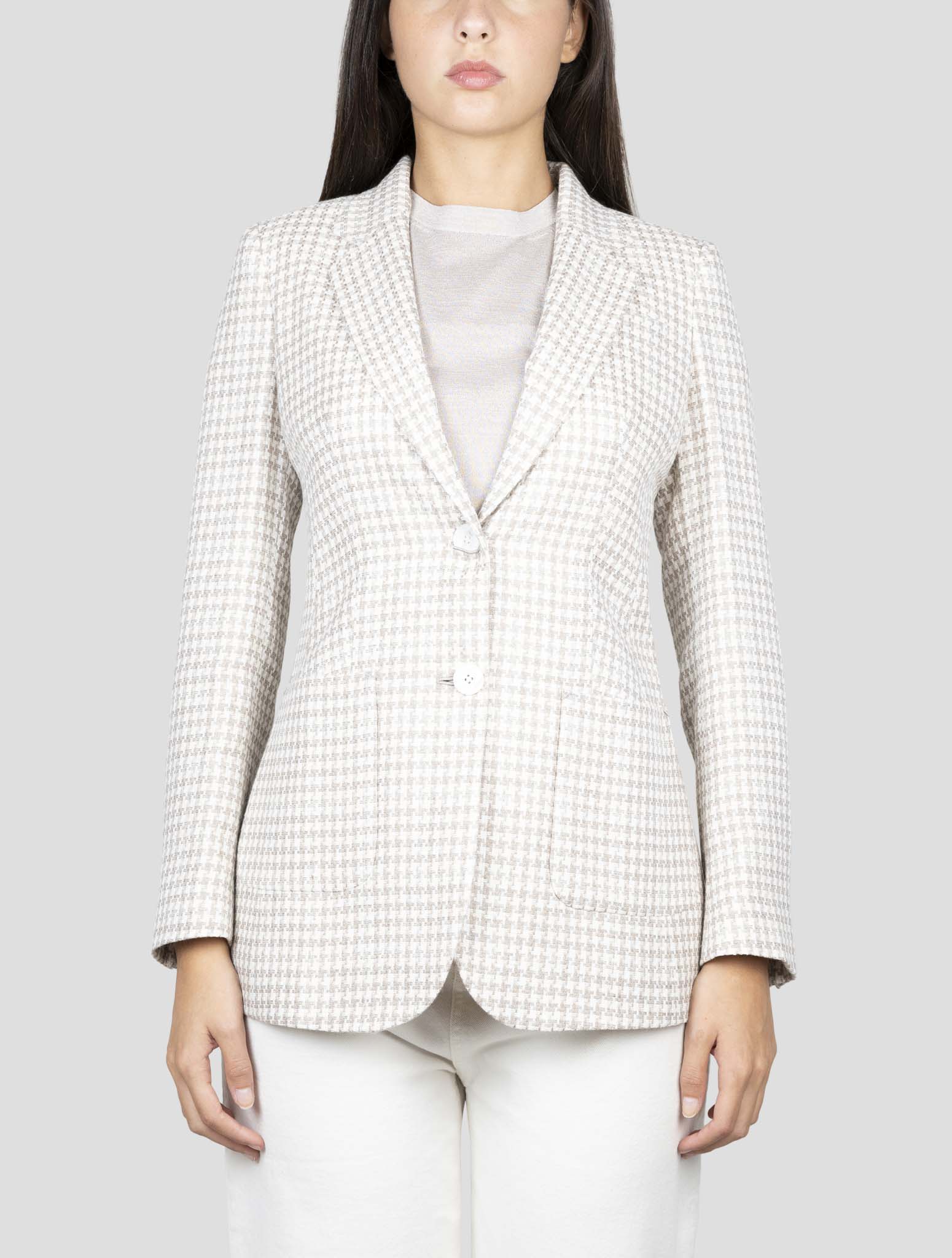 Kiton Beige Linen Cashmere Virgin Wool Blazer