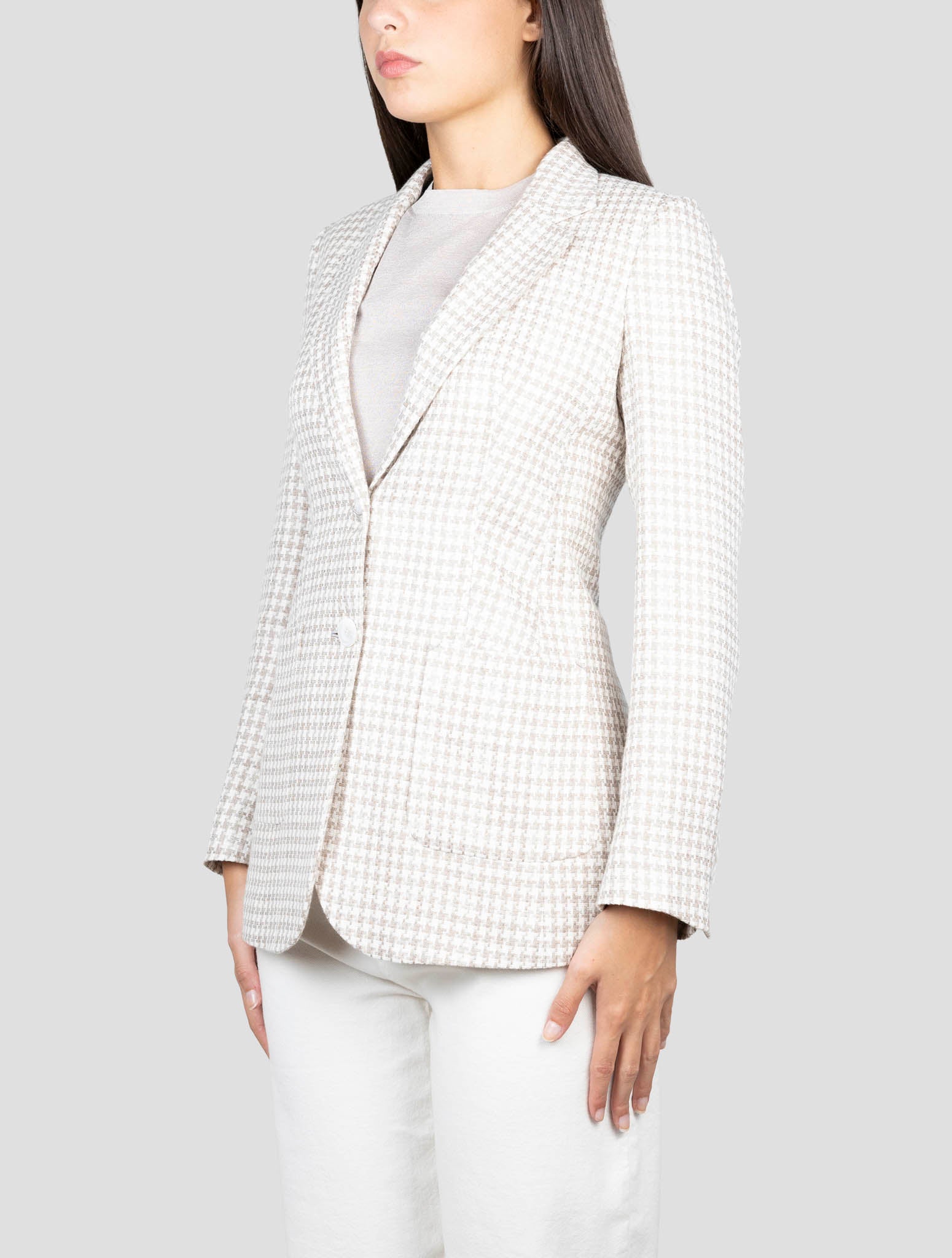 Kiton Beige Linen Cashmere Virgin Wool Blazer