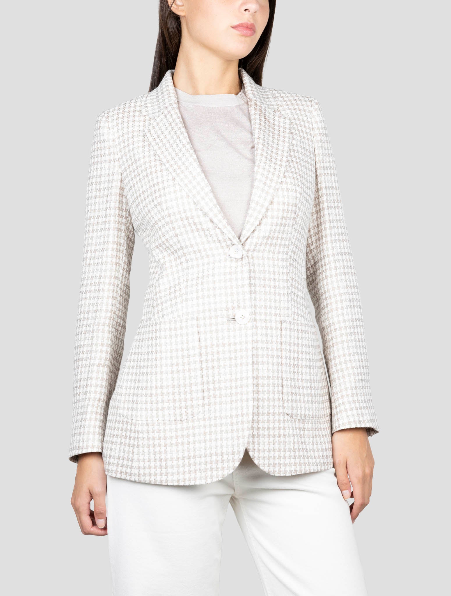 Kiton Beige Linen Cashmere Virgin Wool Blazer