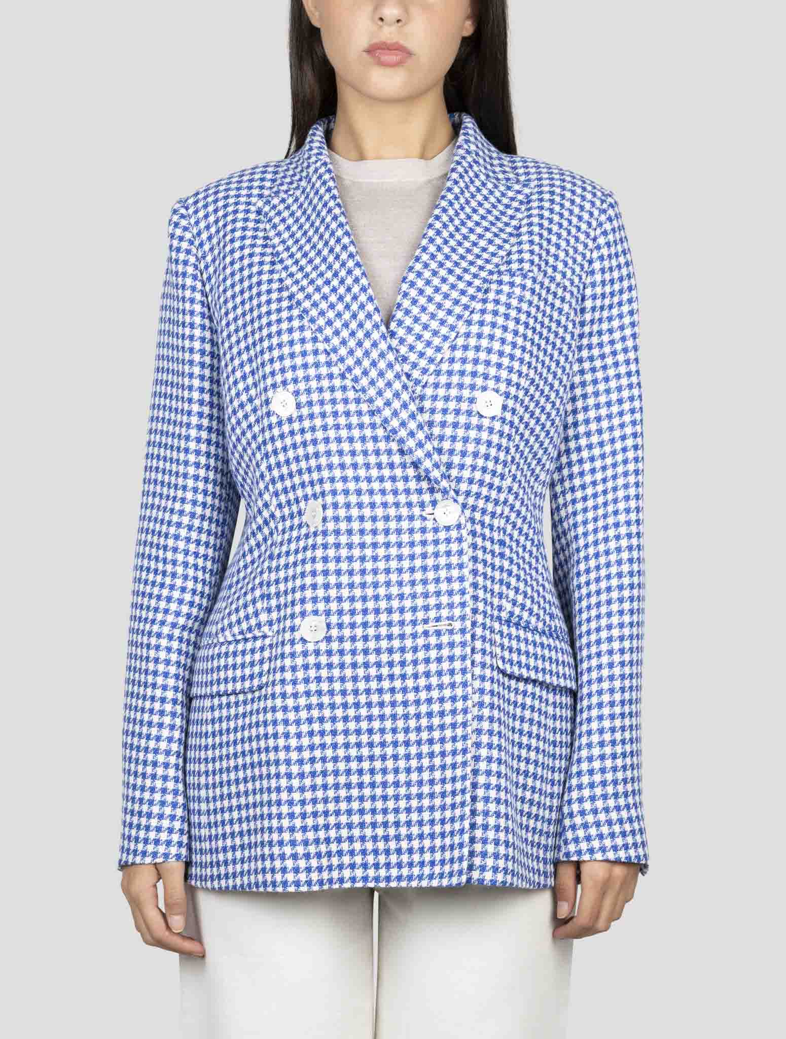Kiton Blue White Cashmere Linen Blazer
