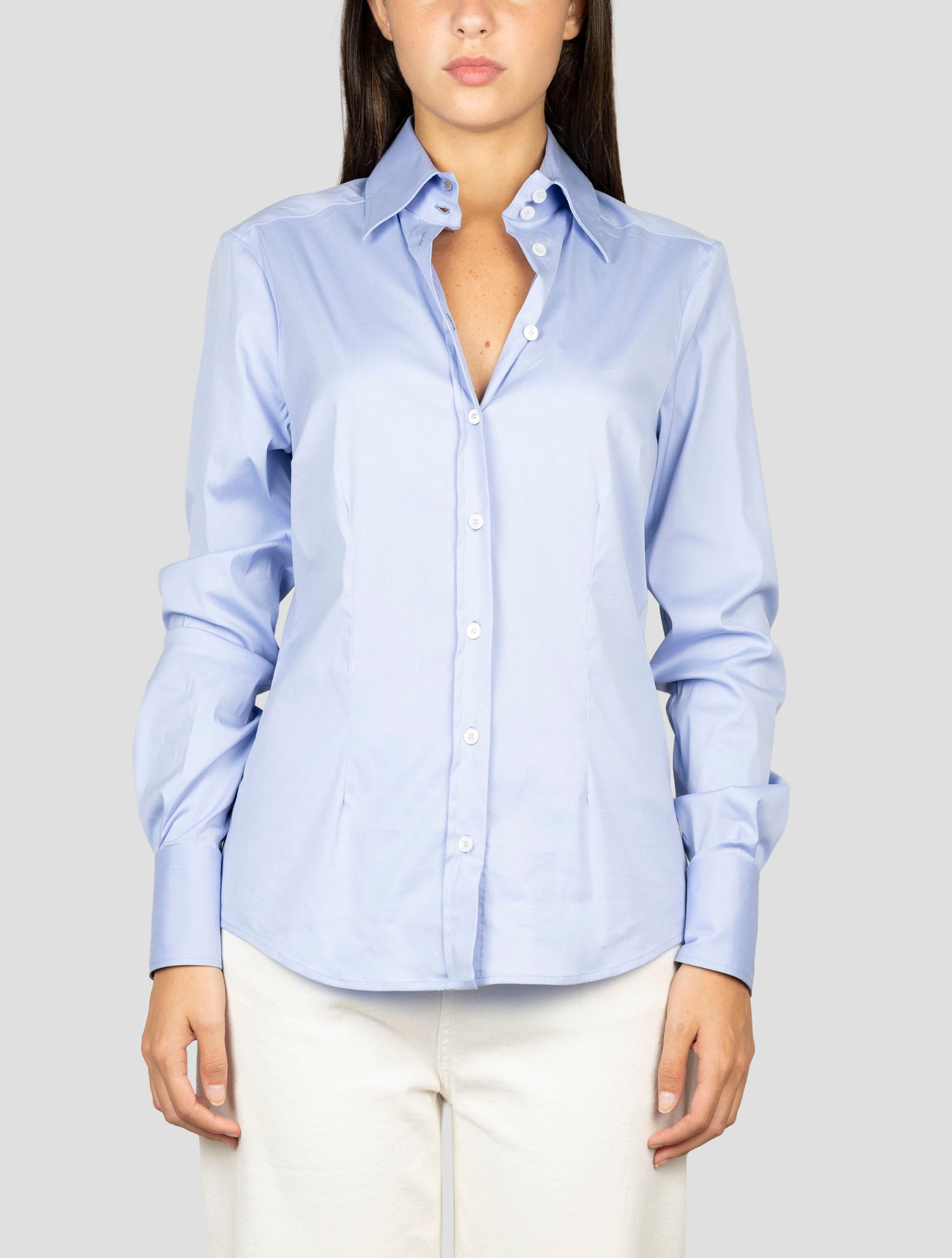 Kiton Blue Cotton Shirt