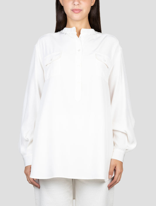 Kiton White Silk Shirt