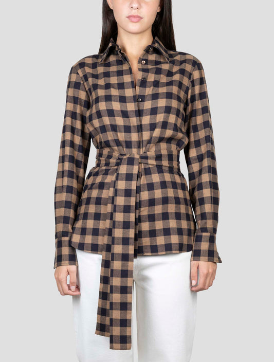Kiton Brown Cotton Wool Shirt