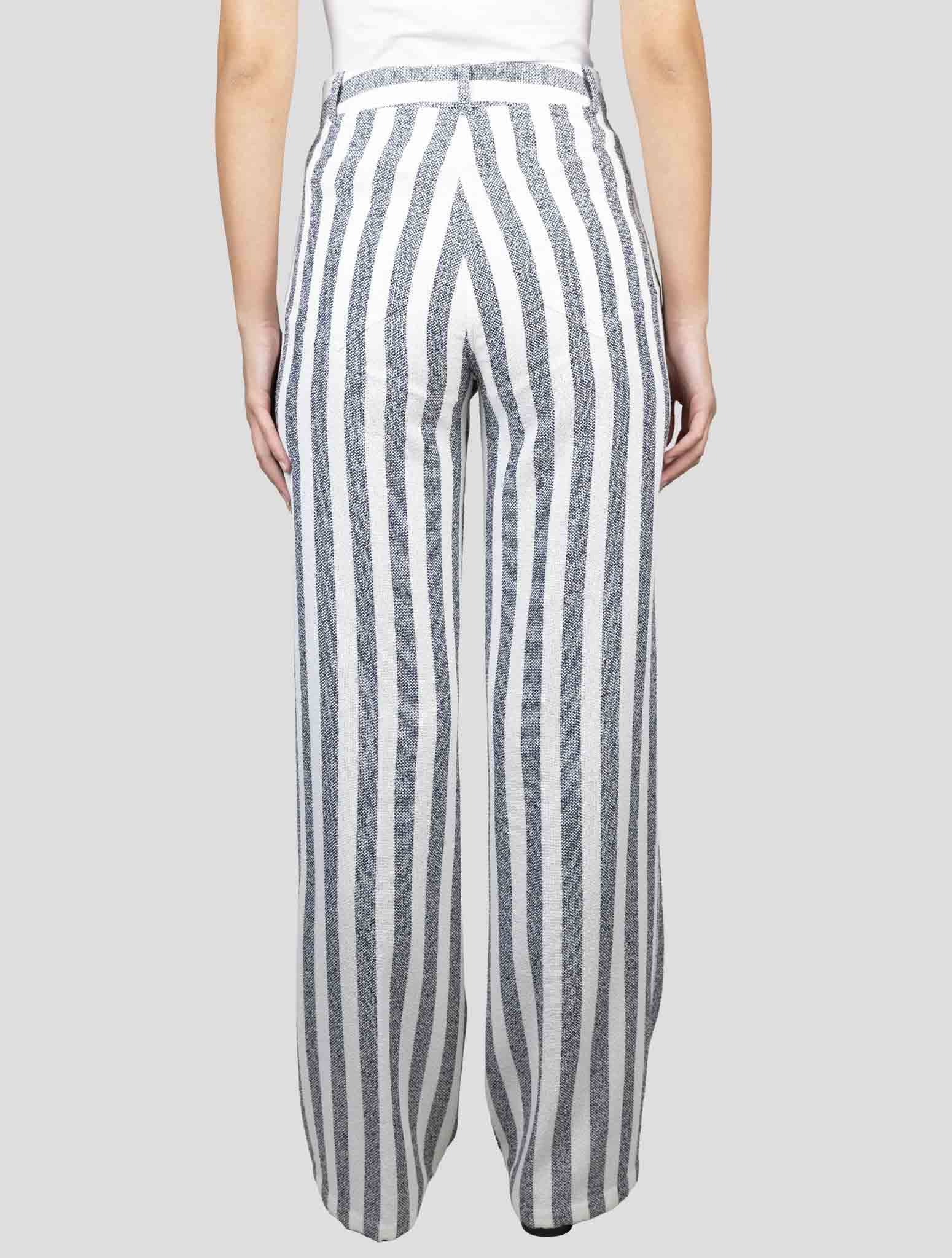 Kiton White Blue Viscose Cotton Pa Pants