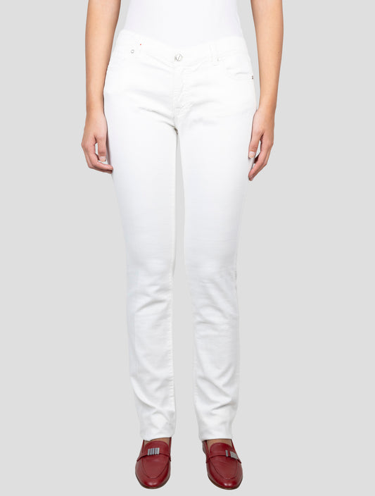 Kiton White Cotton Linen Ea Jeans