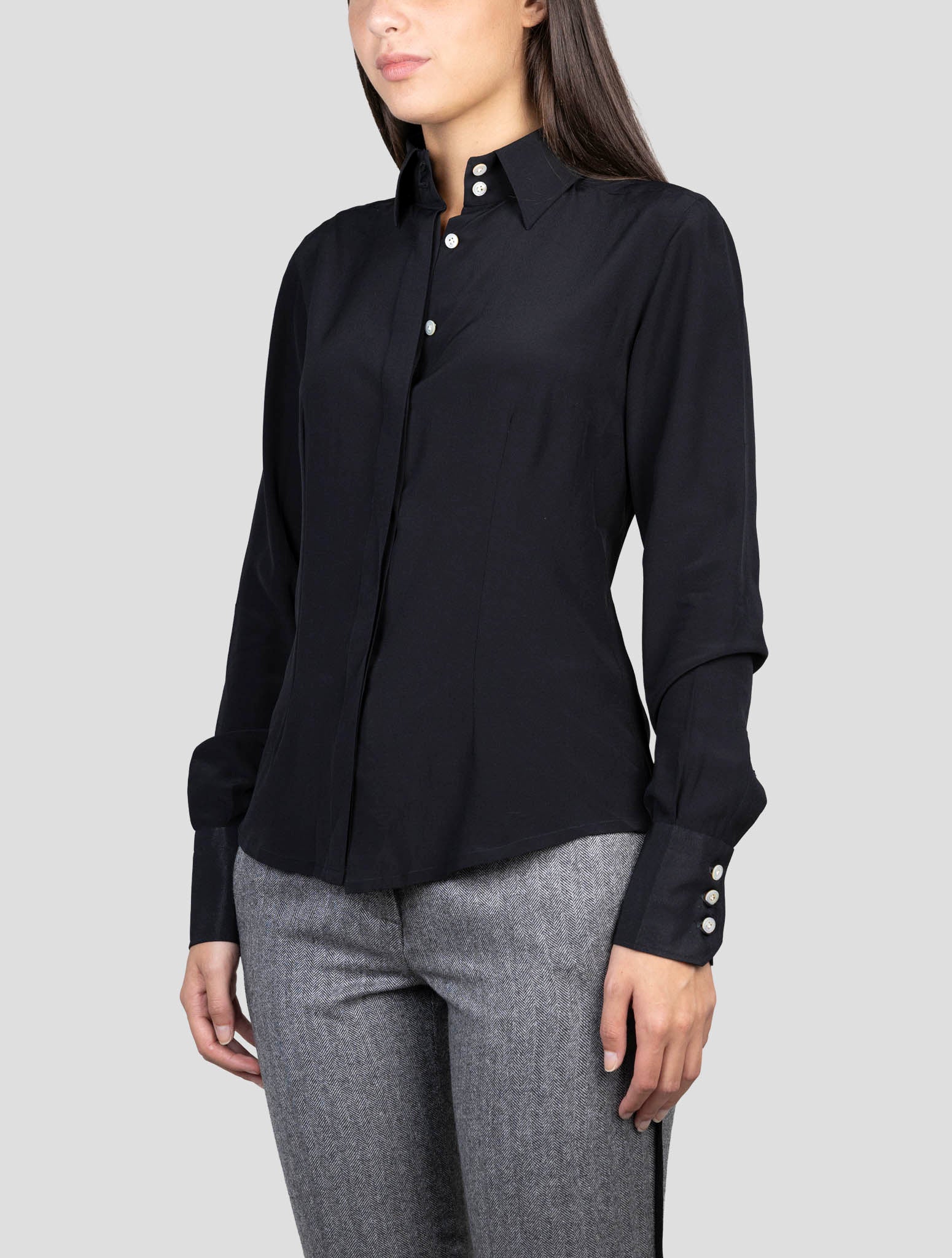 Kiton Black Silk Shirt
