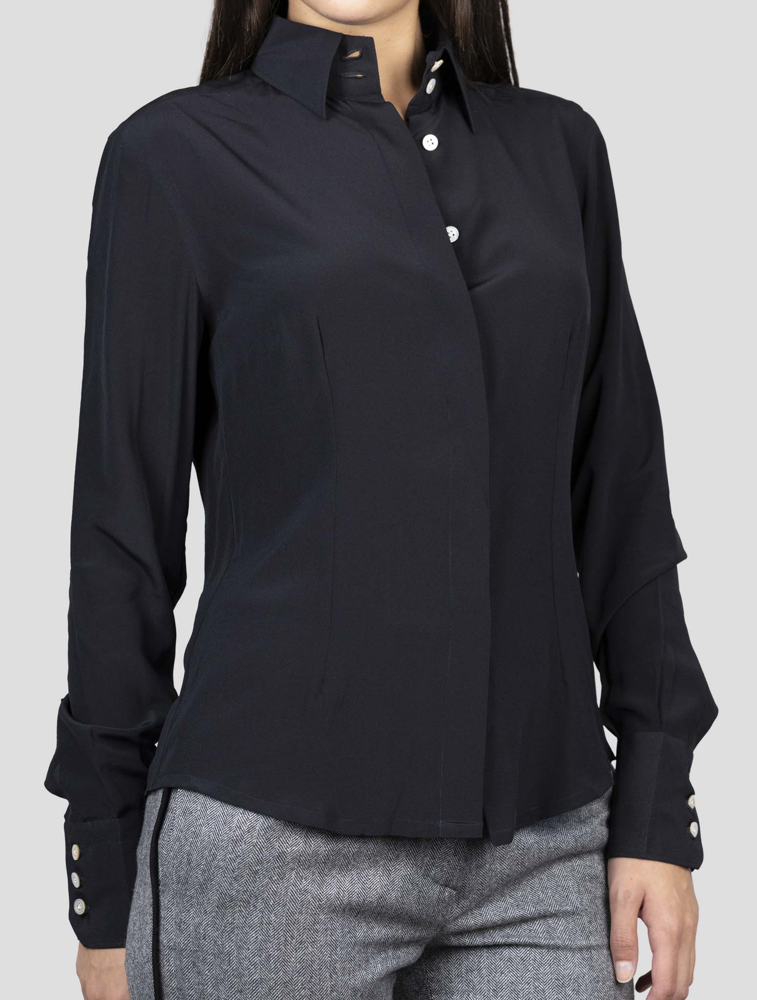 Kiton Black Silk Shirt