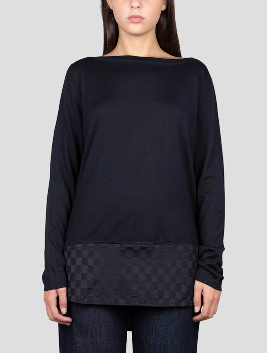 Kiton Dark Blue Cashmere Silk Sweater Crewneck