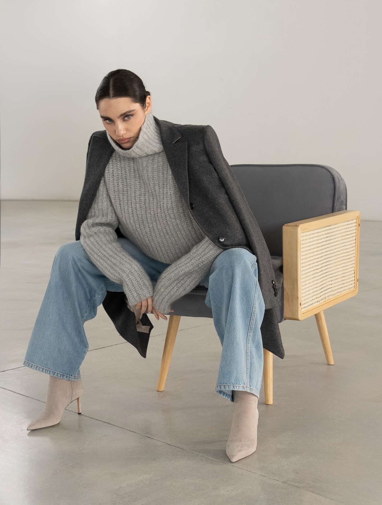 Kiton Gray Cashmere Silk Sweater Turtleneck