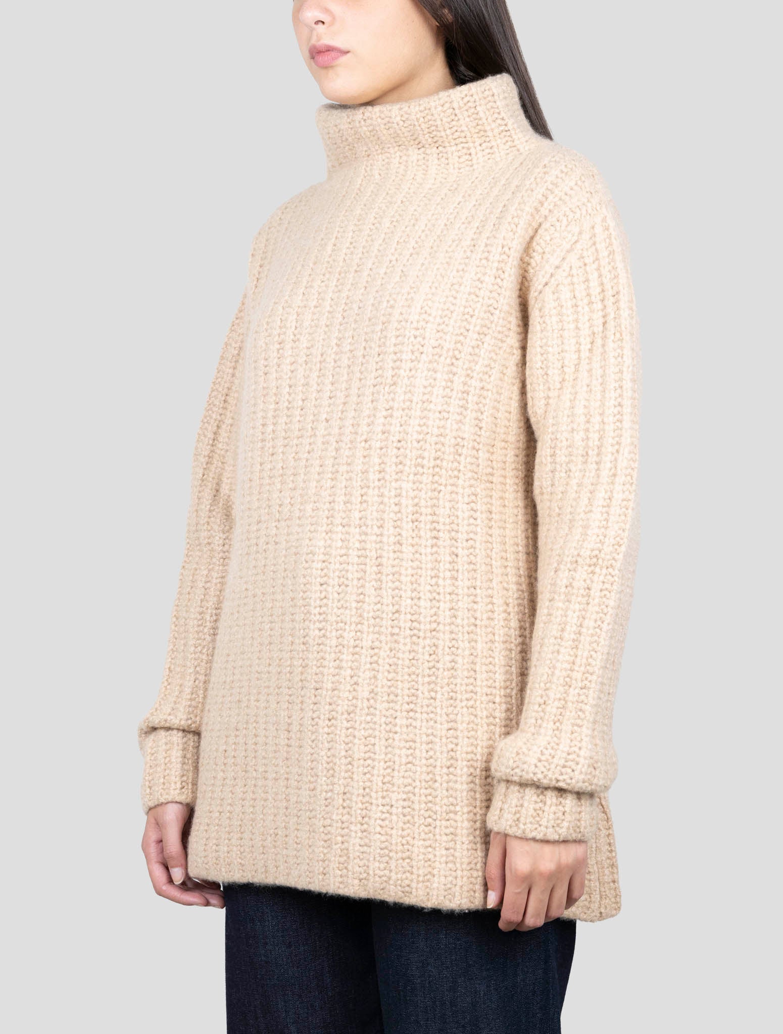 Kiton Brown Cashmere Silk Sweater Turtleneck detail