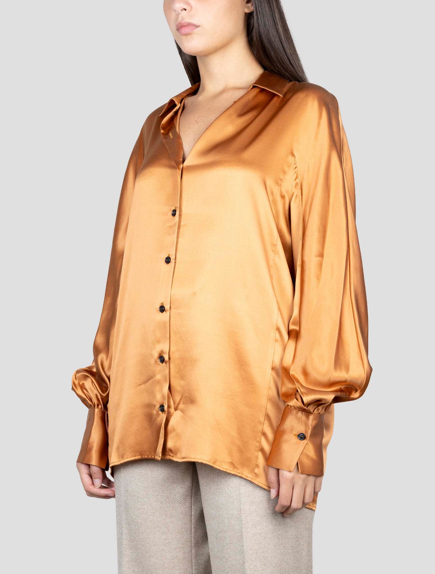 Kiton Bronze Silk Shirt