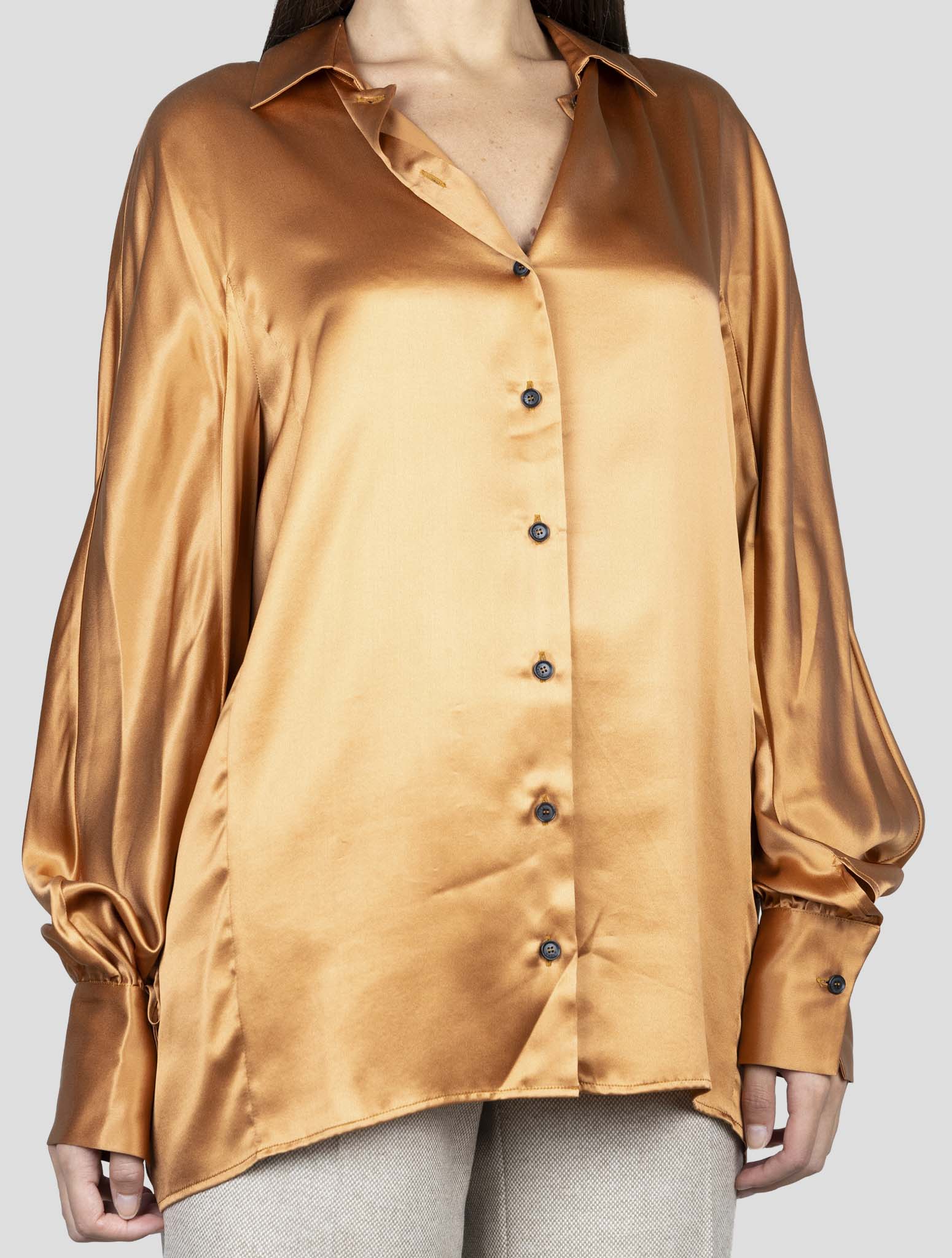 Kiton Bronze Silk Shirt