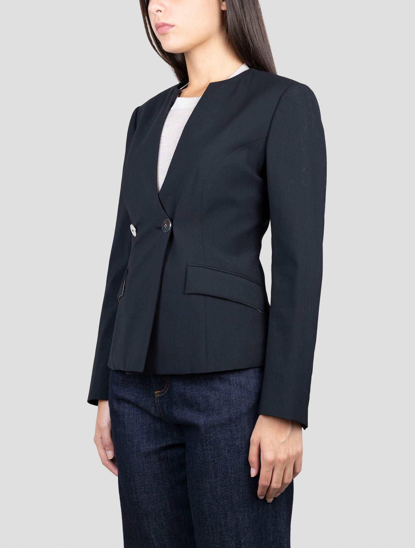 Kiton Black Virgin Wool Ea Blazer