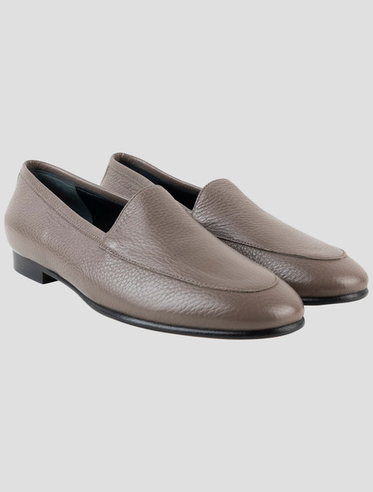 Kiton Taupe Leather Sneakers