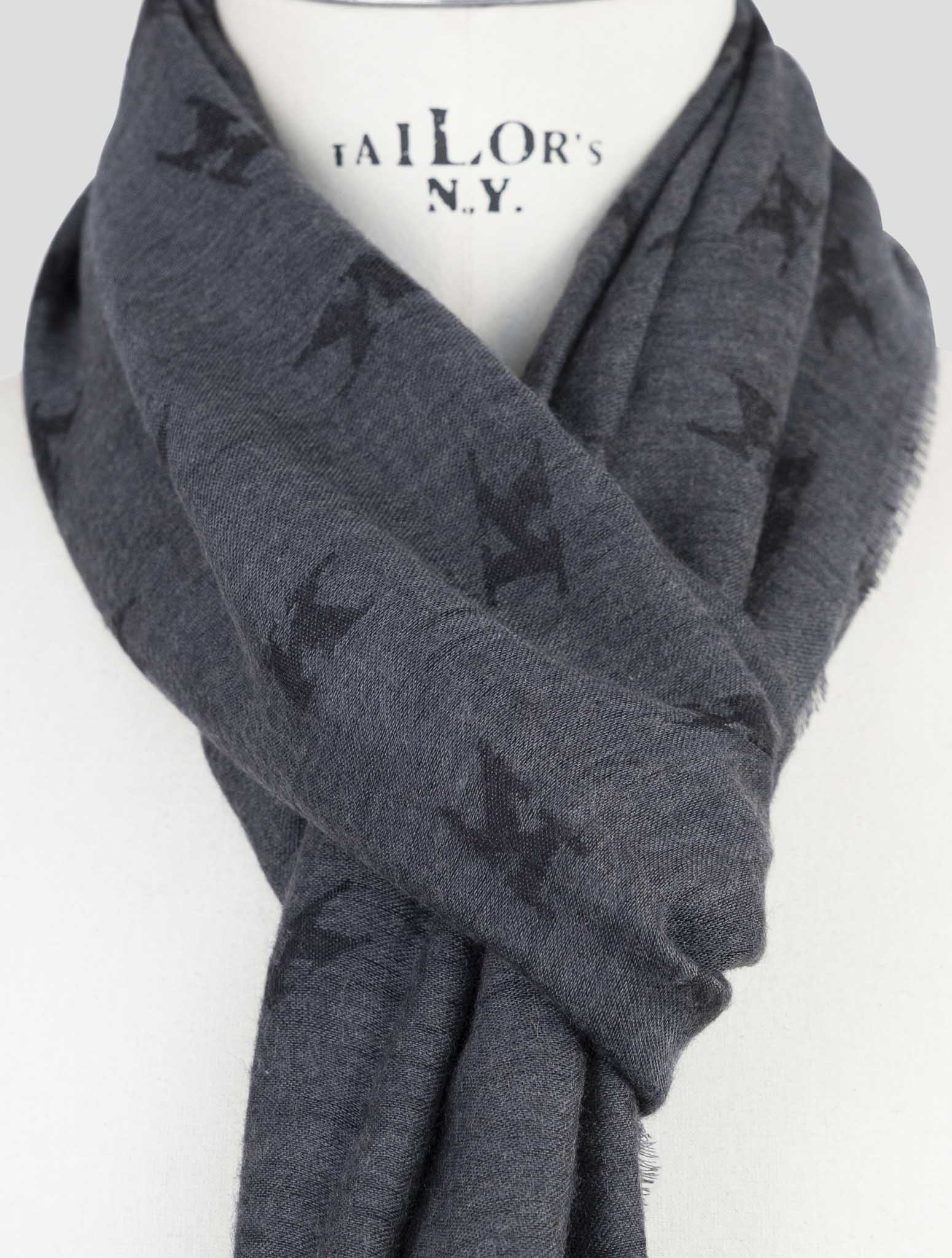 Kiton Gray Wool Silk Scarf