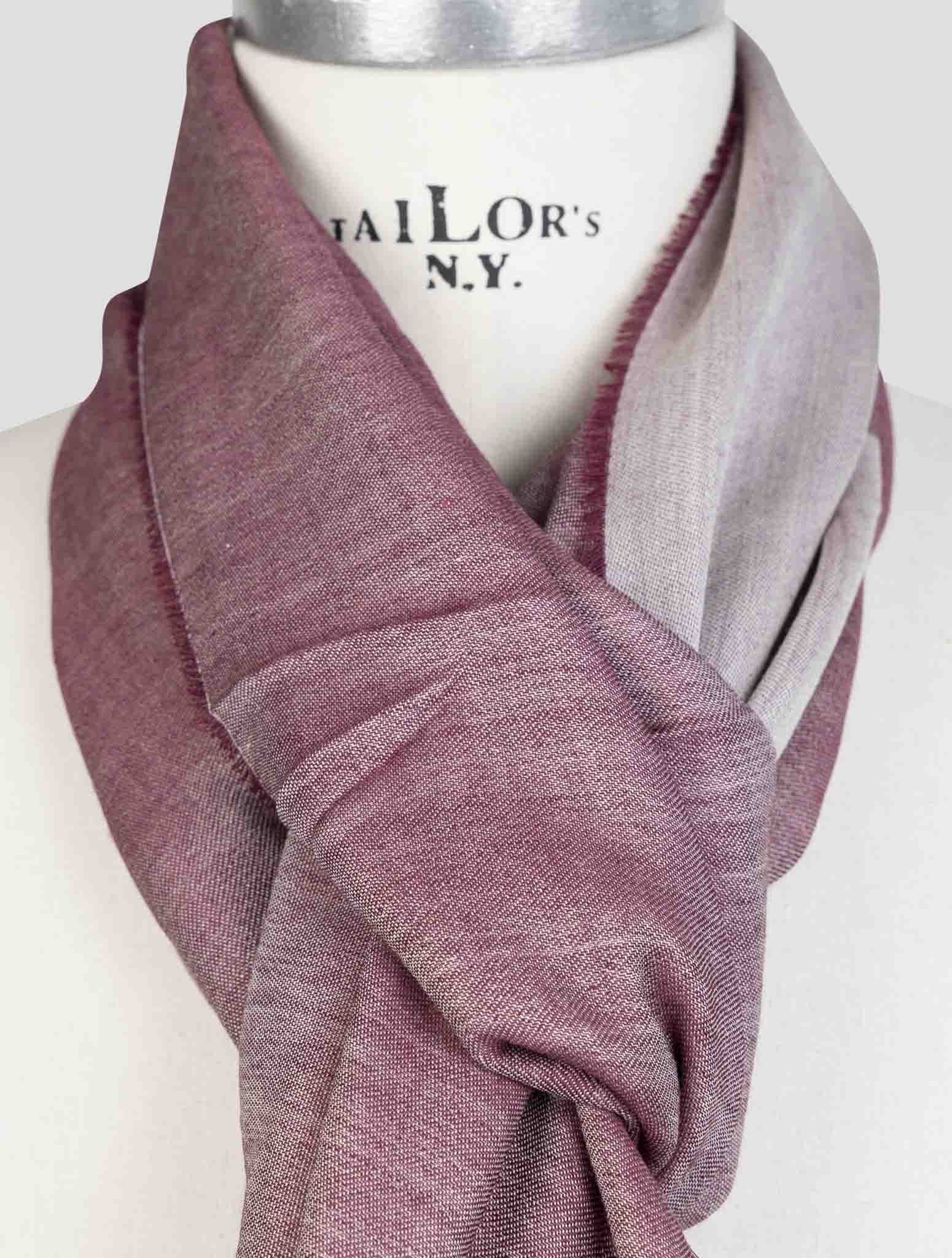 Kiton Burgundy Wool Silk Scarf