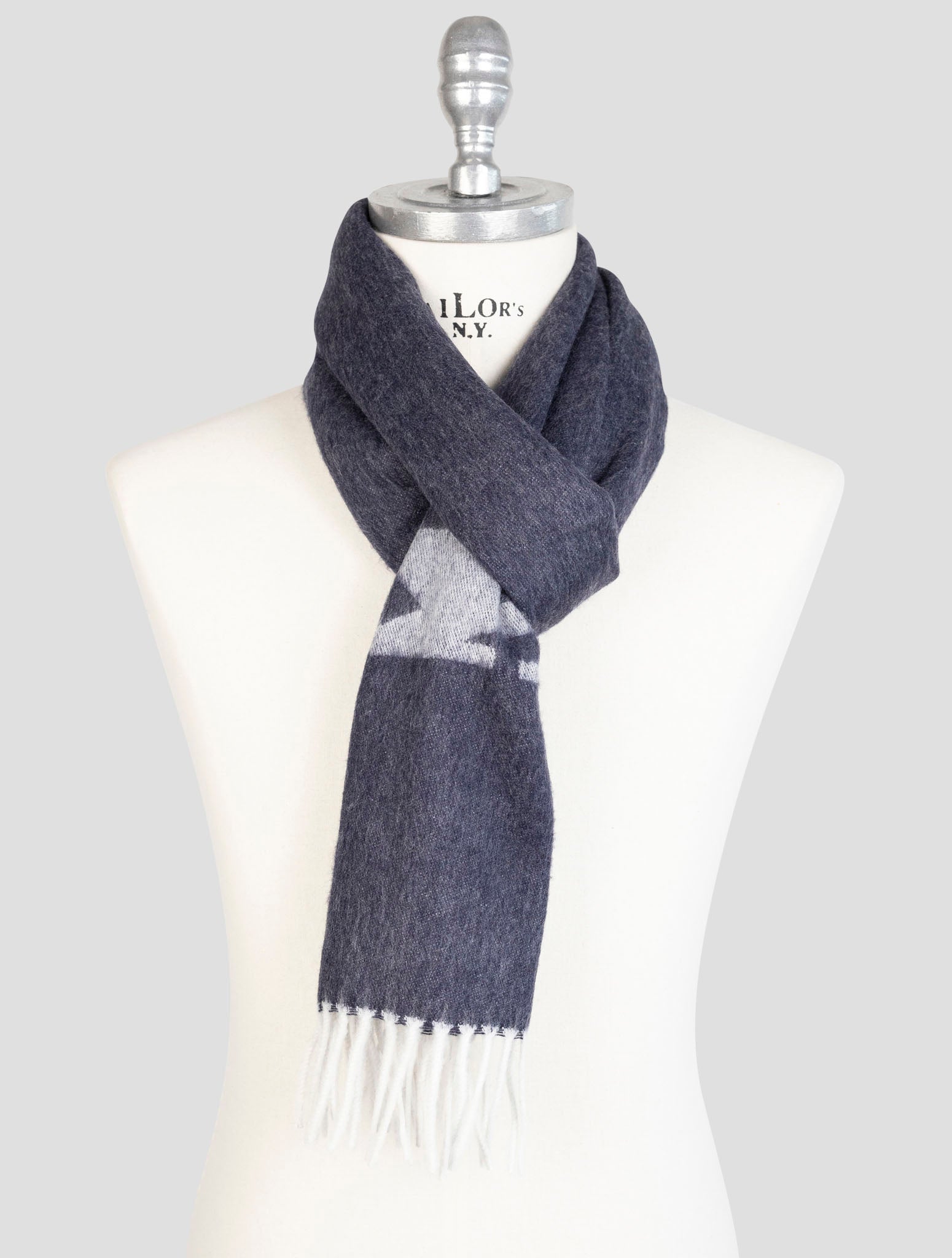 Kiton Blue Cashmere Wool Scarf luxury accent