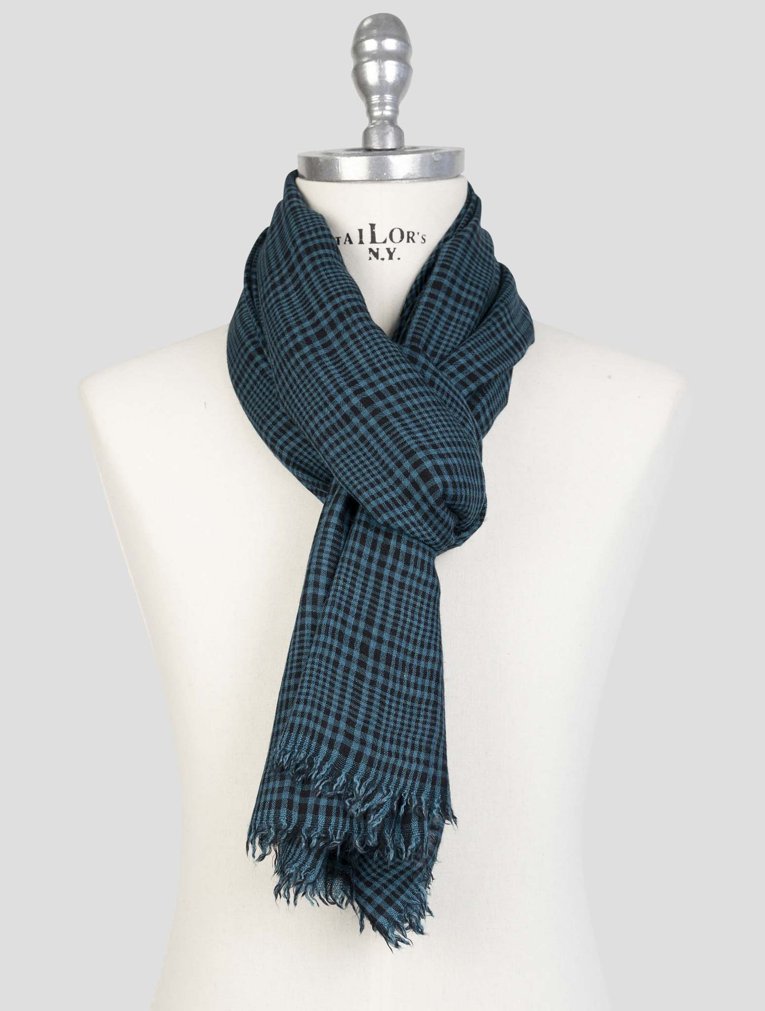Kiton Green Blue Cashmere Silk Scarf