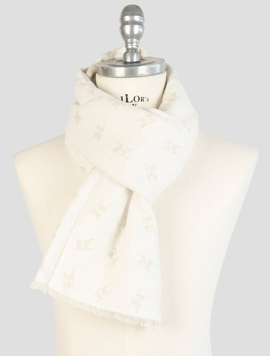 Kiton Beige Wool Cashmere Mink Scarf