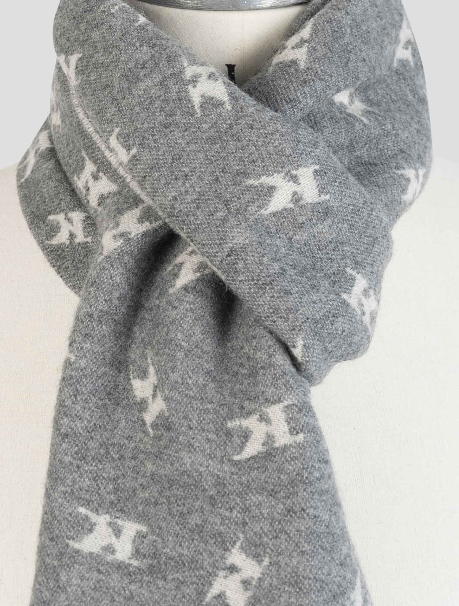 Kiton Gray Wool Cashmere Mink Scarf