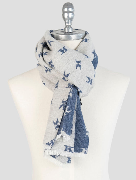 Kiton Gray Wool Cashmere Mink Scarf