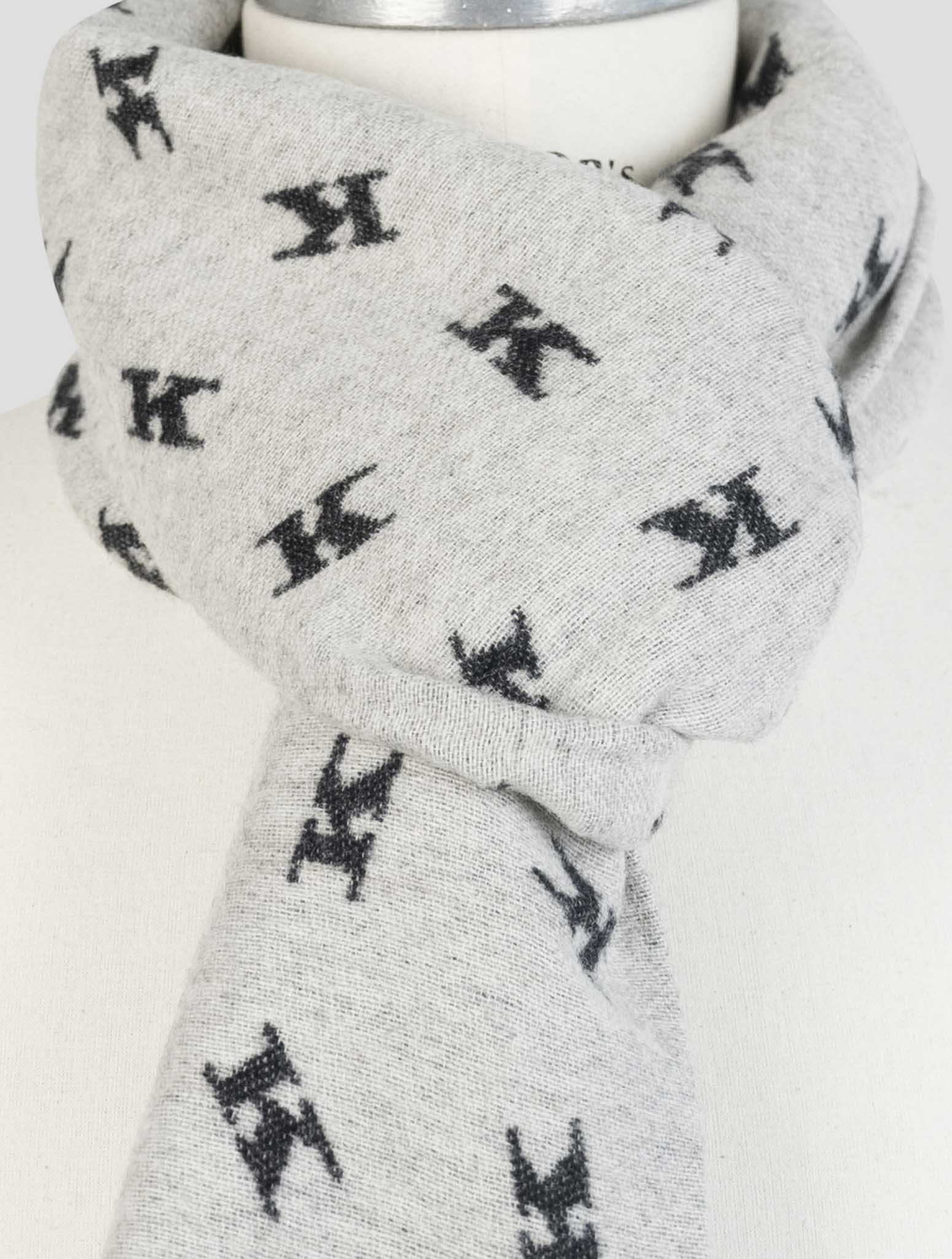Kiton Gray Wool Cashmere Mink Scarf