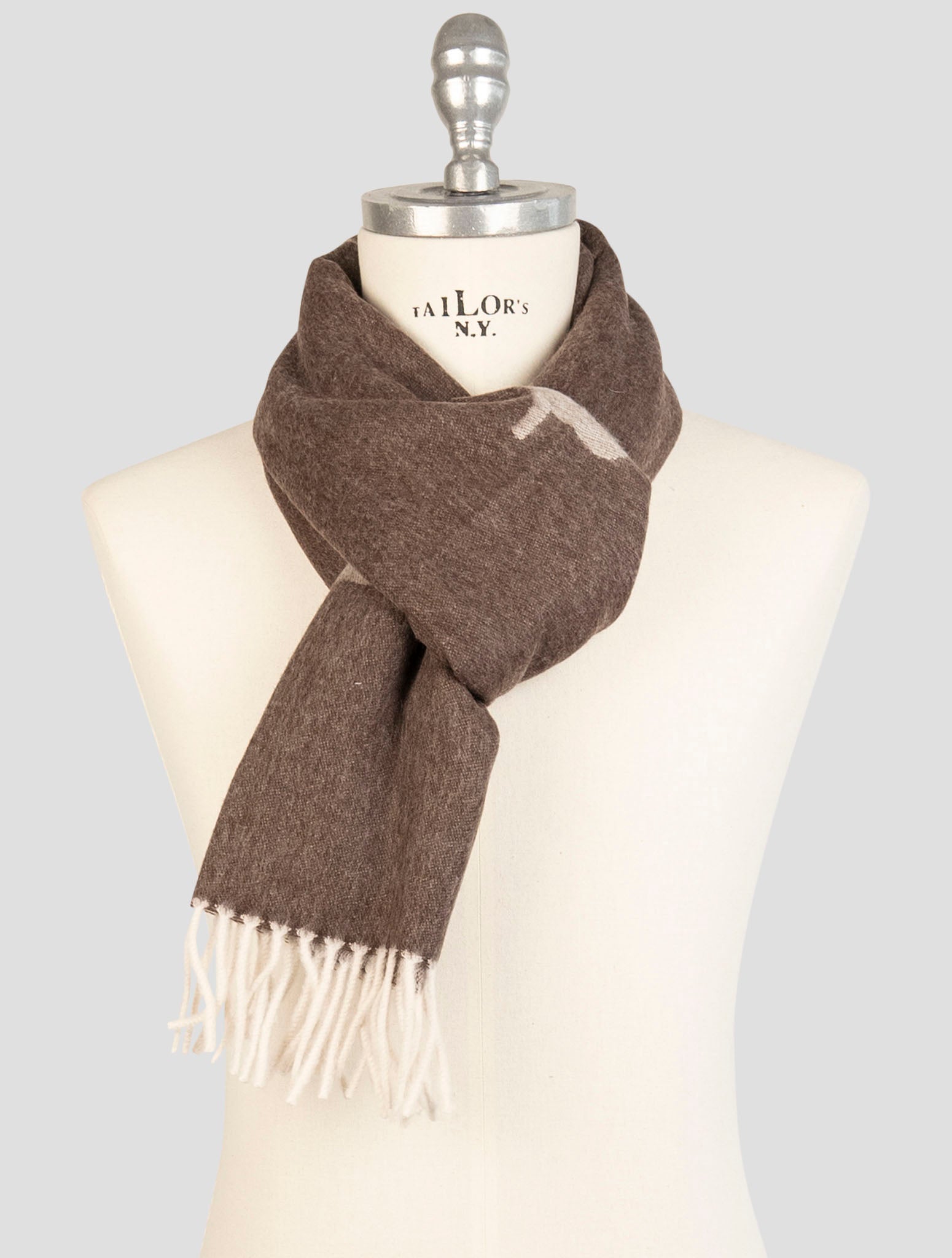 Kiton Brown Cashmere Wool Scarf