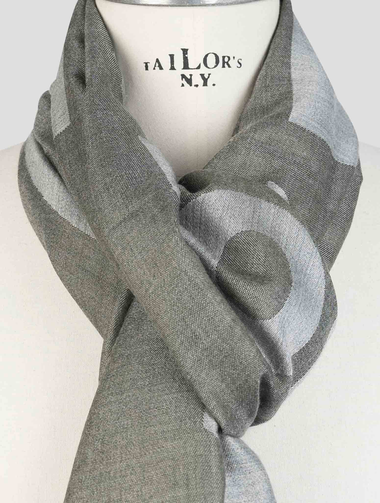Kiton Gray Green Cashmere Silk Scarf