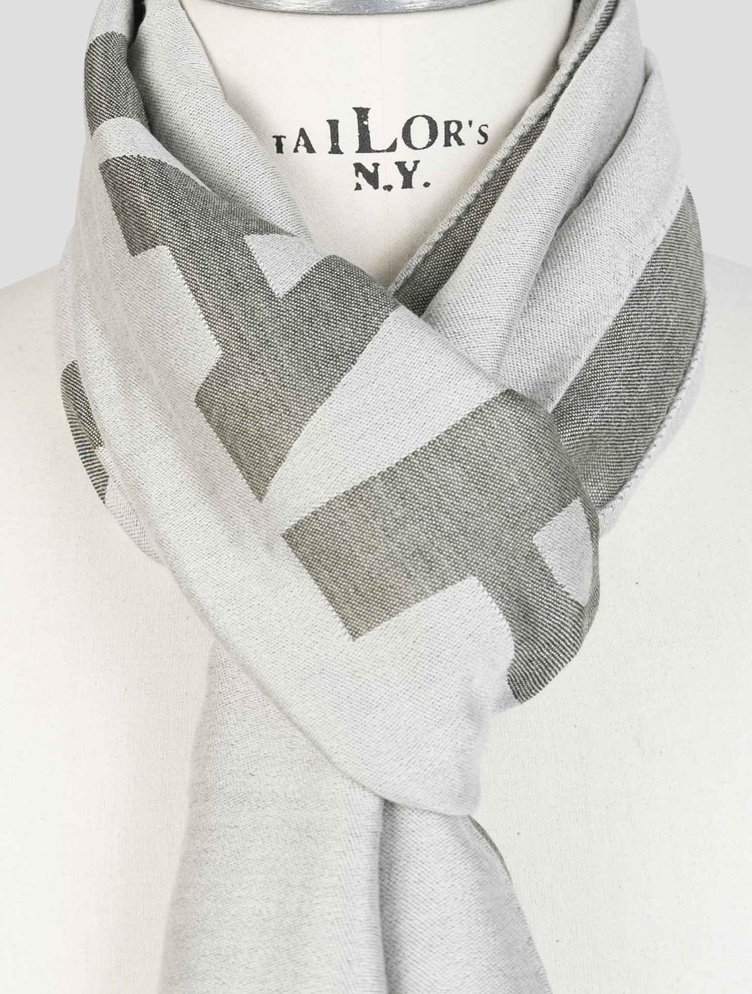 Kiton Green Gray Cashmere Silk Scarf