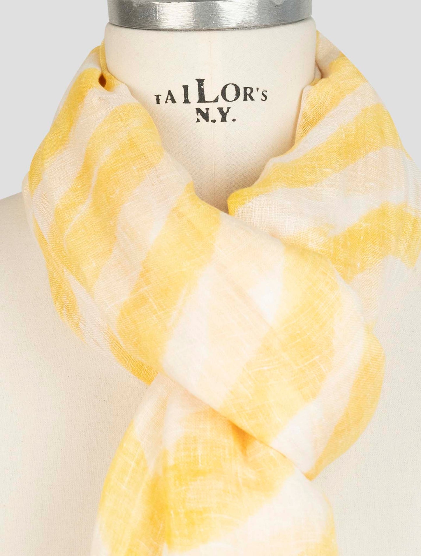 Kiton Yellow White Linen Scarf