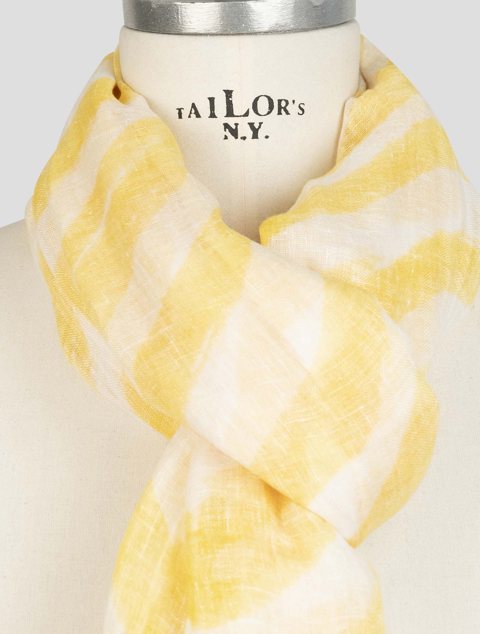 Kiton Yellow White Linen Scarf