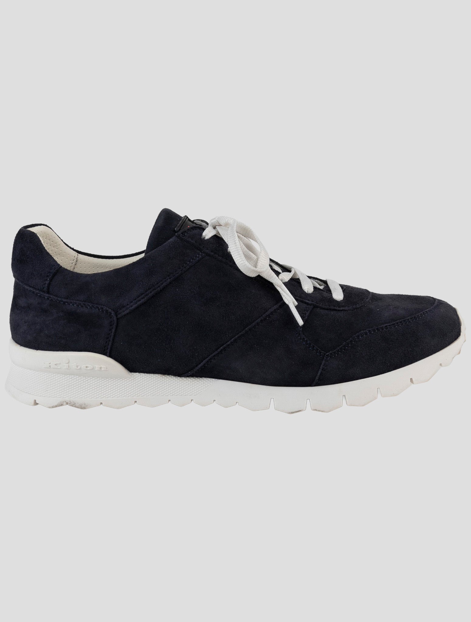 Kiton Blue Leather Suede Sneakers