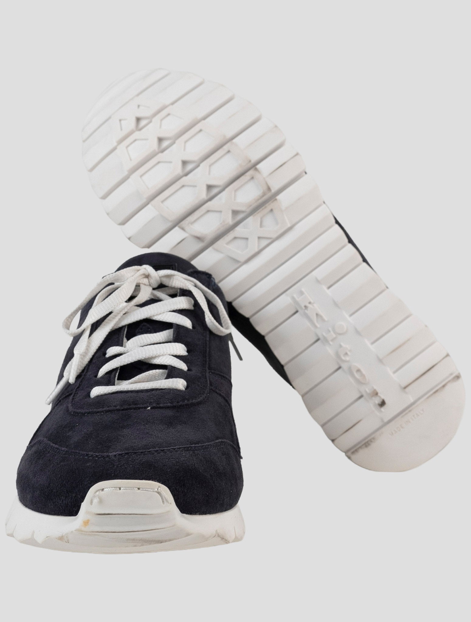 Kiton Blue Leather Suede Sneakers