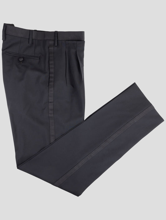 Kiton Knt Black Virgin Wool Mohair Dress Pants