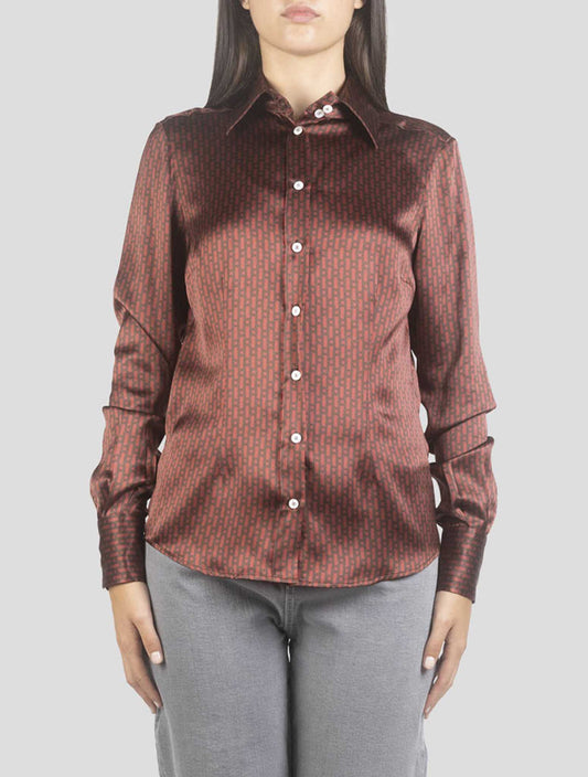 Kiton Burgundy Silk Shirt