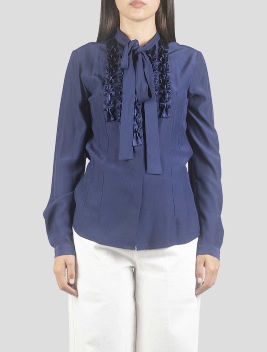 Kiton Blue Silk Shirt