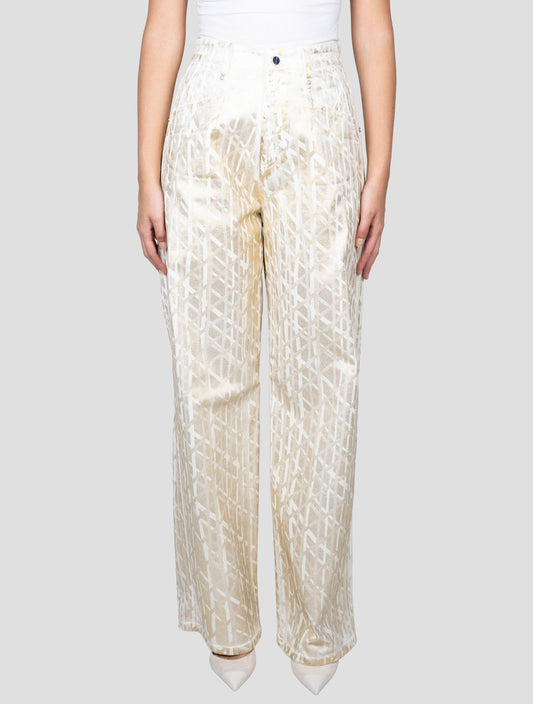 Kiton Gold White Cotton Ea Jeans