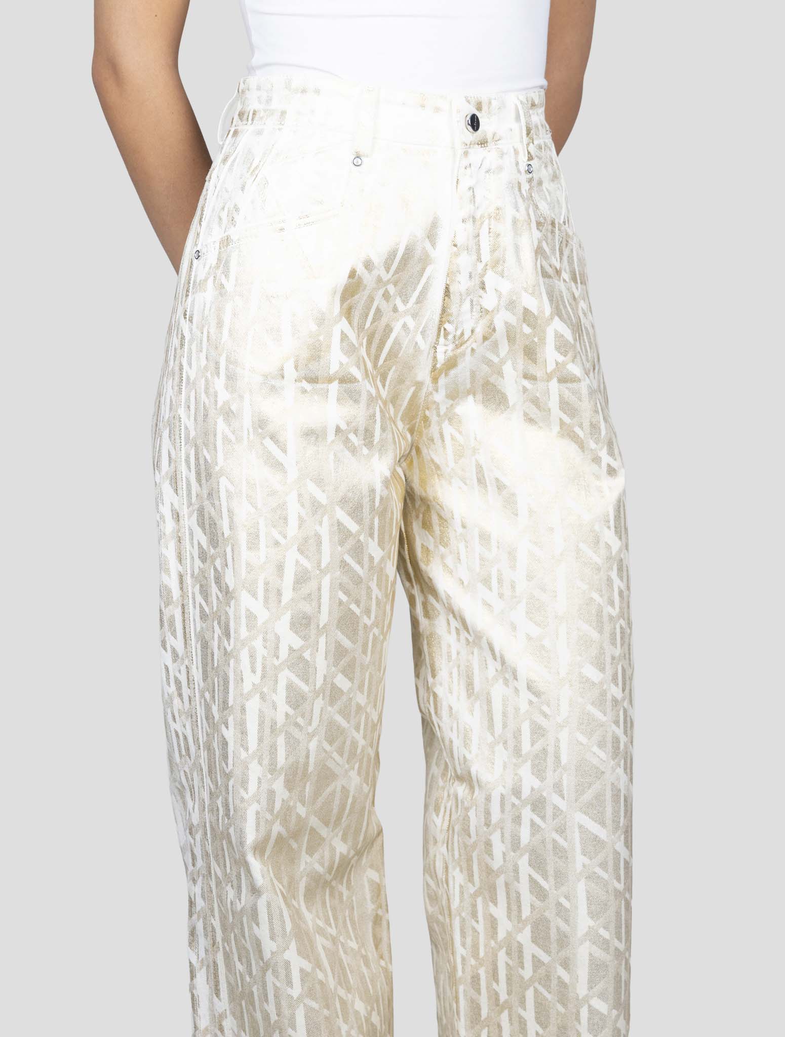 Kiton Gold White Cotton Ea Jeans