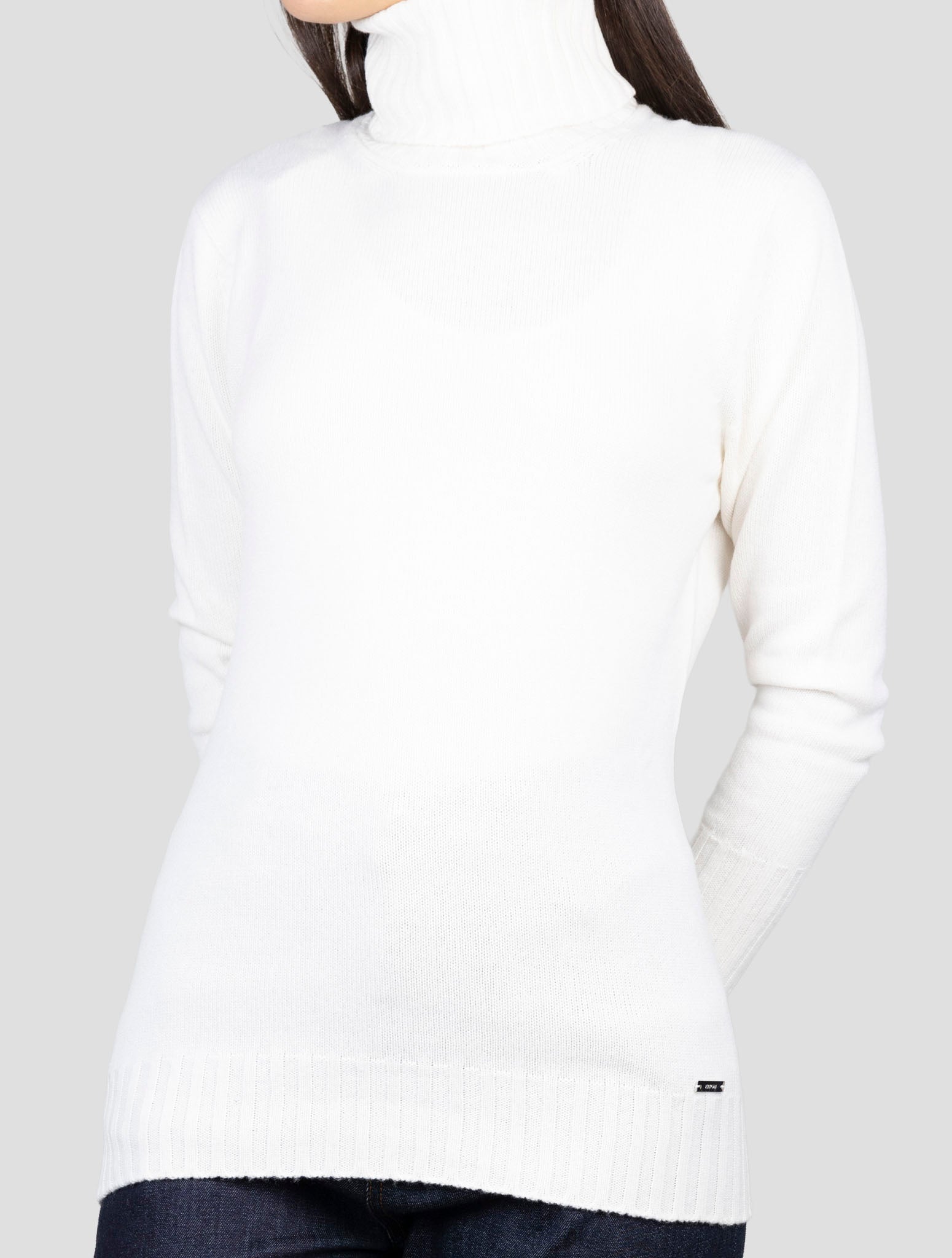 Kiton White Cashmere Sweater Turtleneck