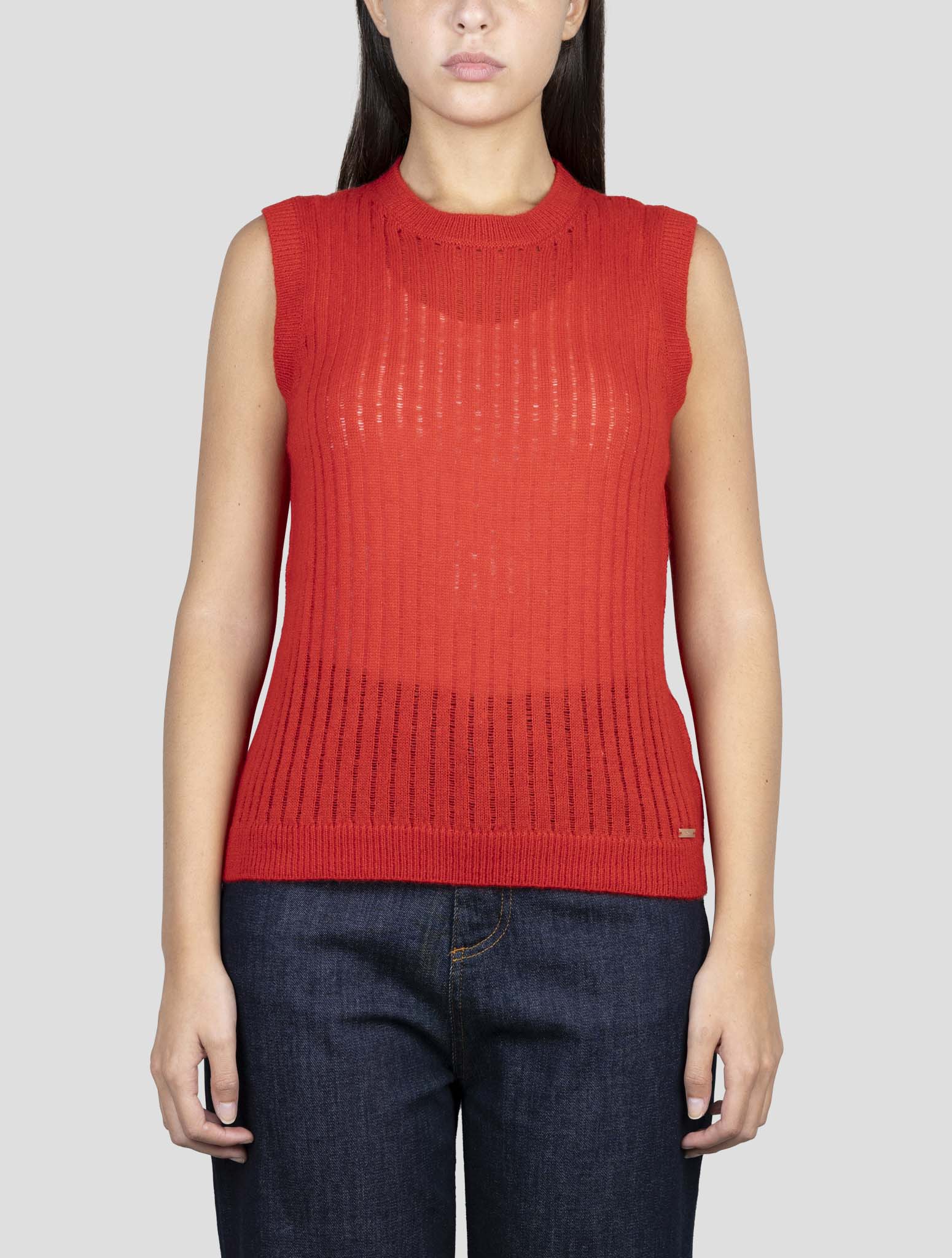 Kiton Red Cashmere Silk Tank Top