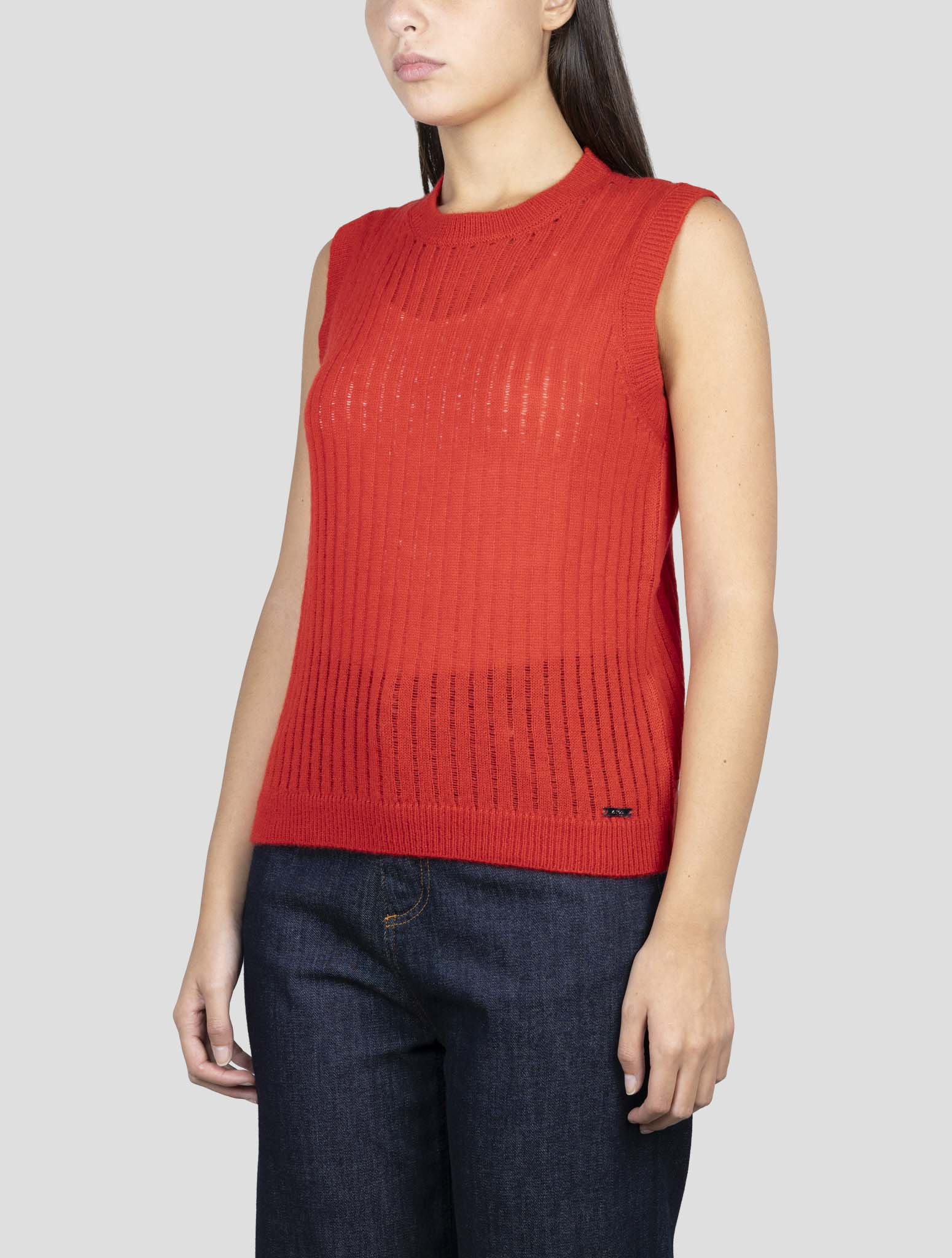 Kiton Red Cashmere Silk Tank Top