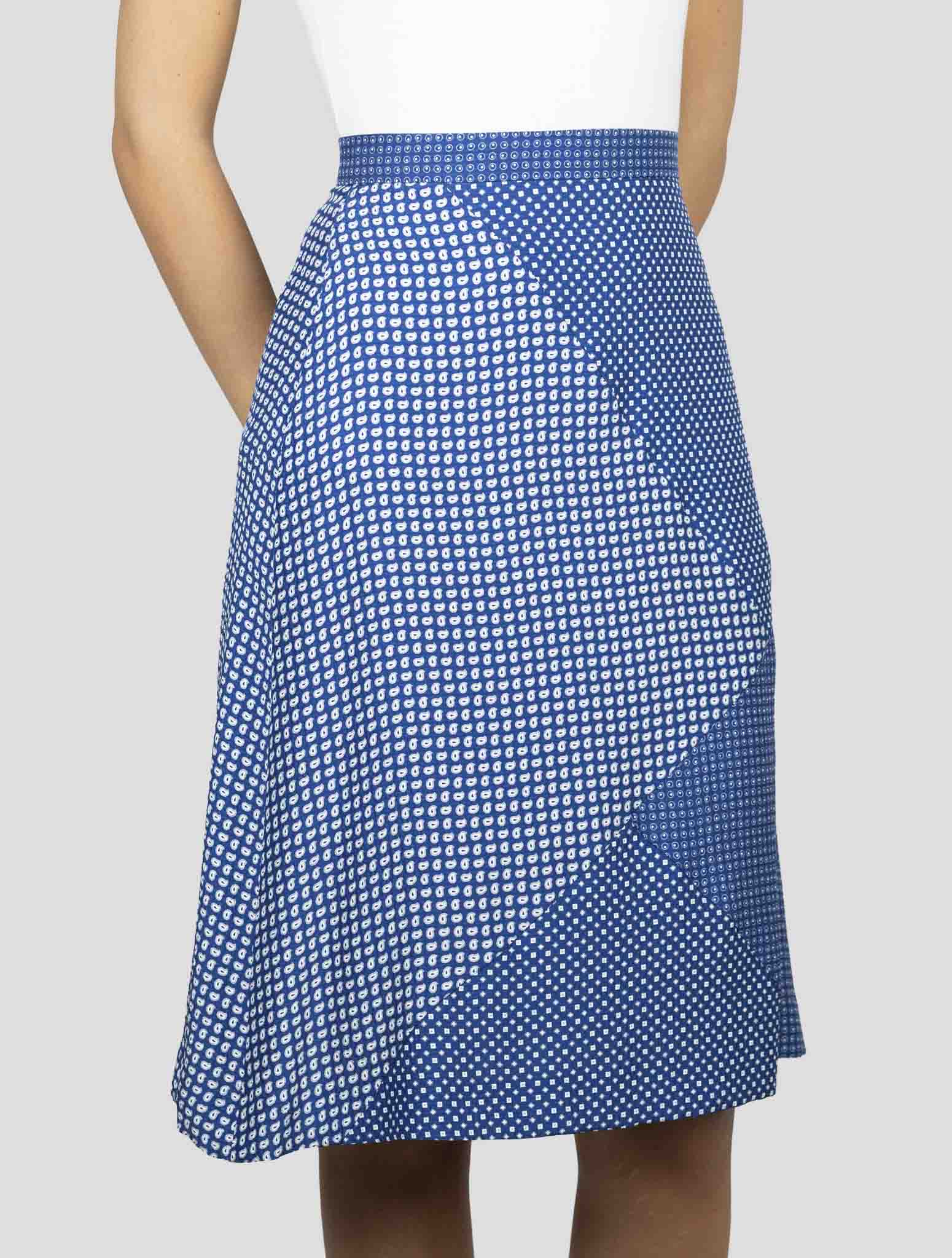 Kiton Blue White Silk Skirt